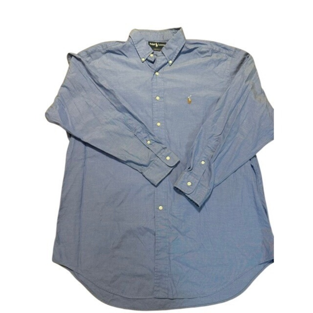 Ralph Lauren Yarmouth Mens 17-34 Blue Pinpoint Oxford Button Down Shirt Long Slv